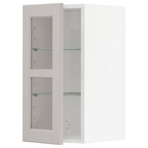 METOD Wall cabinet w shelves/glass door, white/Lerhyttan light grey, 30x60 cm