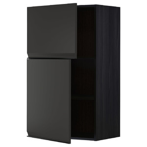 METOD Wall cabinet with shelves/2 doors, black/Upplöv matt anthracite, 60x100 cm