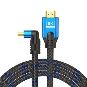 SAVIO HDMI (M) v2.1, angular, 1,8m, 8K, copper, blue-black, gold-plated, ethernet / 3D CL-147