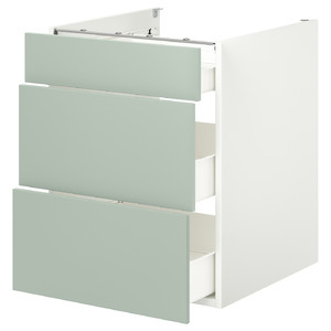 ENHET Base cb w 3 drawers, white/pale grey-green, 60x62x75 cm