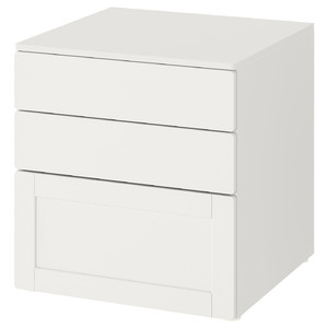 SMÅSTAD / PLATSA Chest of 3 drawers, white white, with frame, 60x55x63 cm