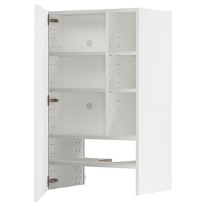 METOD Wall cb f extr hood w shlf/door, white/Ringhult light grey, 60x100 cm