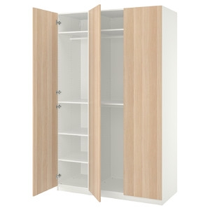 PAX / FORSAND Wardrobe combination, white/white stained oak effect, 150x60x236 cm