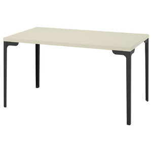 SKÅLSTA Table, light grey-beige/straight black-grey, 140x80 cm