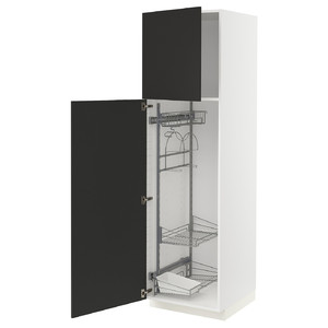 METOD High cabinet with cleaning interior, white/Nickebo matt anthracite, 60x60x200 cm