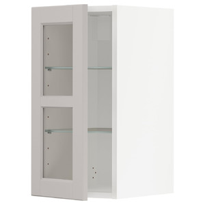 METOD Wall cabinet w shelves/glass door, white/Lerhyttan light grey, 30x60 cm