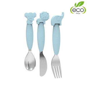 Bo Jungle B-Silicone Spoon-Fork-Knife Children's Cutlery Set Blue