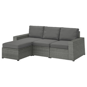 SOLLERÖN 3-seat modular sofa, outdoor, dark grey, Frösön/Duvholmen dark grey