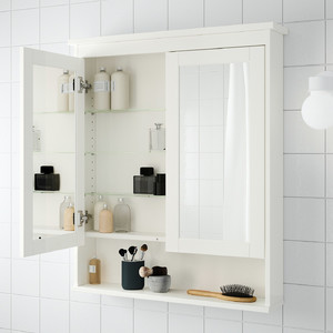 HEMNES Mirror cabinet with 2 doors, white, 83x16x98 cm