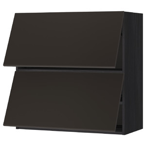 METOD Wall cab horizo 2 doors w push-open, black/Kungsbacka anthracite, 80x80 cm