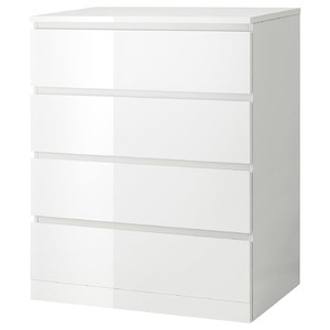 MALM Chest of 4 drawers, high-gloss white, 80x100 cm