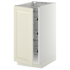 METOD Base cabinet with wire baskets, white/Bodbyn off-white, 40x60 cm