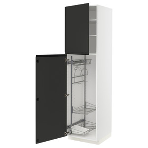 METOD High cabinet with cleaning interior, white/Upplöv matt anthracite, 60x60x220 cm