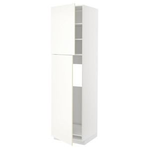 METOD High cabinet for fridge w 2 doors, white/Vallstena white, 60x60x220 cm