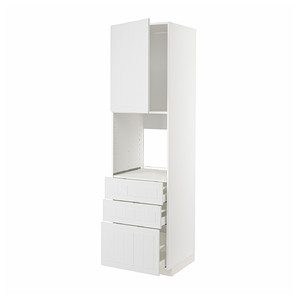 METOD / MAXIMERA High cab f oven w door/3 drawers, white/Stensund white, 60x60x220 cm