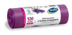 Stella Plastic Waste Bags Lavender 120l 10pcs, with drawstring