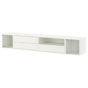 EKET Media storage combination, white/clear glass, 210x35x35 cm
