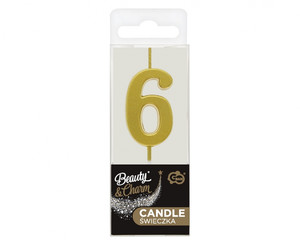 Birthday Candle Number 6, metallic gold
