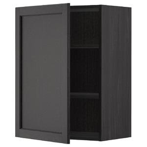 METOD Wall cabinet with shelves, black/Lerhyttan black stained, 60x80 cm