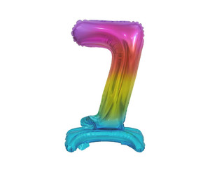 Foil Balloon Number 7 Standing, rainbow, 38cm