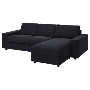 VIMLE 3-seat sofa with chaise longue, with wide armrests Saxemara/black-blue