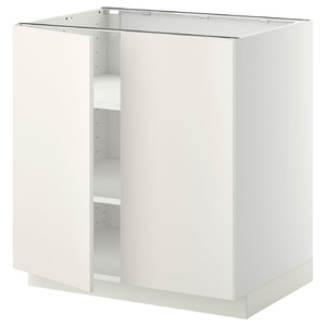 METOD Base cabinet with shelves/2 doors, white/Veddinge white, 80x60 cm