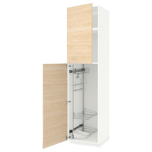METOD High cabinet with cleaning interior, white/Askersund light ash effect, 60x60x240 cm