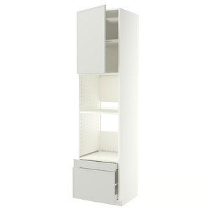 METOD/MAXIMERA Hi cab f ov/combi ov w dr/2 drwrs, white/Aspudden light grey, 60x60x240 cm