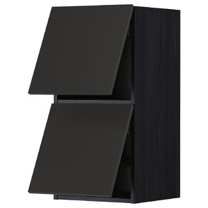 METOD Wall cabinet horizontal w 2 doors, black/Nickebo matt anthracite, 40x80 cm