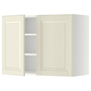 METOD Wall cabinet with shelves/2 doors, white/Bodbyn off-white, 80x60 cm