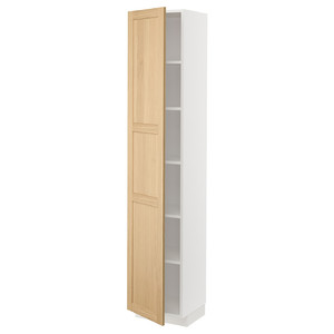 METOD High cabinet with shelves, white/Forsbacka oak, 40x37x200 cm