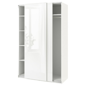PAX / HASVIK Wardrobe, white/high-gloss/white, 150x66x236 cm