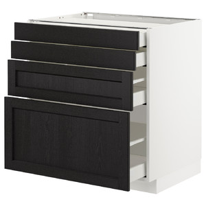 METOD / MAXIMERA Base cab 4 frnts/4 drawers, white/Lerhyttan black stained, 80x60 cm