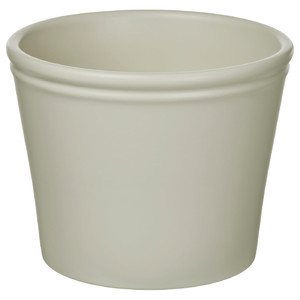 KÖRSBÄRSBJÖRK Plant pot, light grey/beige, 12 cm
