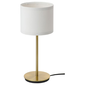 RINGSTA / SKAFTET Table lamp, white, brass, 41 cm