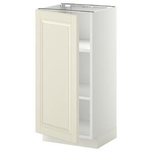 METOD Base cabinet with shelves, white/Bodbyn off-white, 40x37 cm