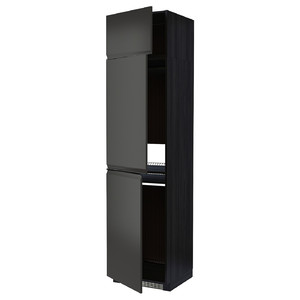 METOD High cab f fridge/freezer w 3 doors, black/Upplöv matt anthracite, 60x60x240 cm