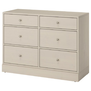 HAVSTA Chest of 6 drawers, grey-beige, 121x47x89 cm
