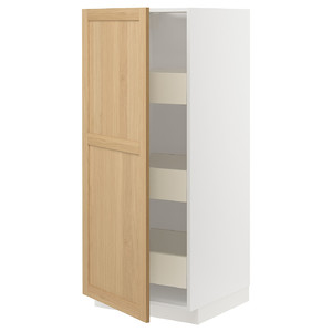METOD / MAXIMERA High cabinet with drawers, white/Forsbacka oak, 60x60x140 cm