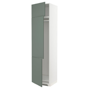 METOD High cab f fridge/freezer w 3 doors, white/Bodarp grey-green, 60x60x240 cm