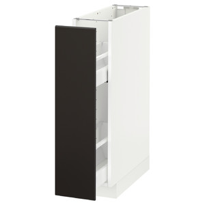 METOD Base cabinet/pull-out int fittings, white, Kungsbacka anthracite, 20x60 cm