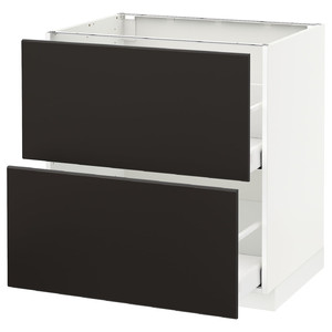 METOD / MAXIMERA Base cb 2 fronts/2 high drawers, white, Kungsbacka anthracite, 80x60 cm