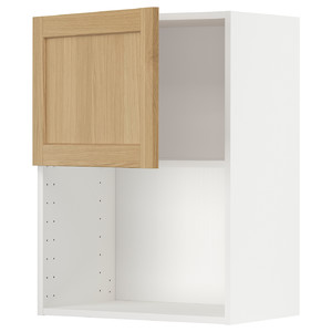 METOD Wall cabinet for microwave oven, white/Forsbacka oak, 60x80 cm