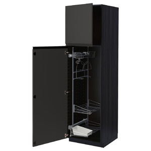 METOD High cabinet with cleaning interior, black/Upplöv matt anthracite, 60x60x200 cm