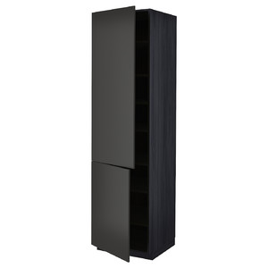 METOD High cabinet with shelves/2 doors, black/Nickebo matt anthracite, 60x60x220 cm