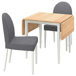 DANDERYD/DANDERYD Table and 2 chairs, oak veneer white/Vissle grey, 74/134x80 cm