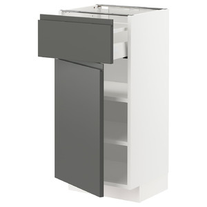 METOD / MAXIMERA Base cabinet with drawer/door, white/Voxtorp dark grey, 40x37 cm