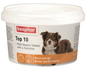 Beaphar TOP 10 Dog Food Supplement with L-Carnitine 180 Tablets