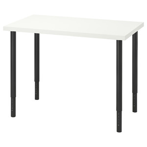 LINNMON / OLOV Desk, white, black, 100x60 cm