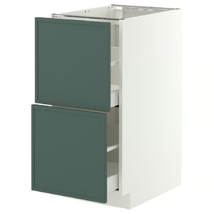 METOD/MAXIMERA Base cb 2 fronts/2 high drawers, white/Aspudden dark grey-green, 40x60 cm